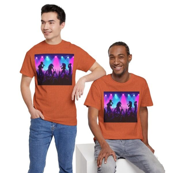 Unisex Heavy Cotton Tee - Vibrant Concert Silhouette Design - Image 90