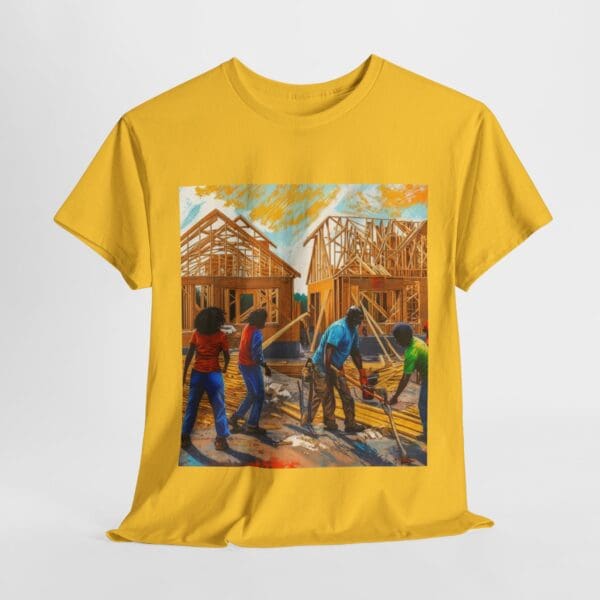 Inspirational Construction Worker Tee - Unisex Heavy Cotton Shirt Raising Walls, Uplifting Communities."  "Built by Us, Built for Us." - Image 48