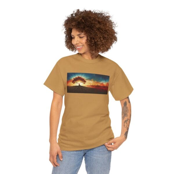 Nature-Inspired Unisex Heavy Cotton Tee with Tree Design "Guided by Resilience. United by Purpose."  "Where Roots R - Image 48