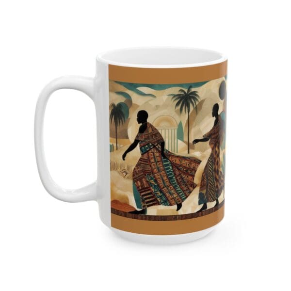 Cultural Elegance Ceramic Mug - Stylish 11oz & 15oz Coffee Cups Through the Sands of Time, We Journey On." with Artistic Design - Image 13