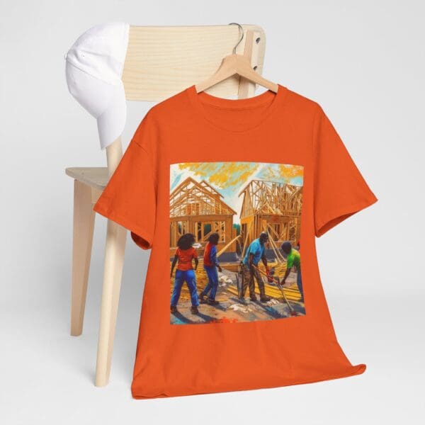 Inspirational Construction Worker Tee - Unisex Heavy Cotton Shirt Raising Walls, Uplifting Communities."  "Built by Us, Built for Us." - Image 37