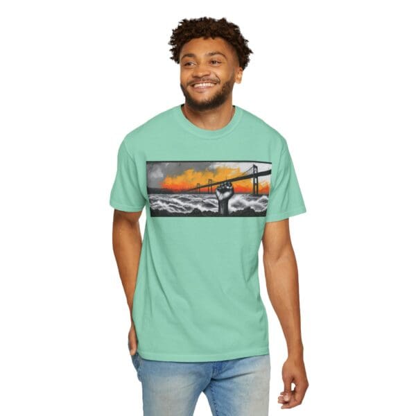 Empowerment Garment-Dyed Unisex T-Shirt - Bold Fist Design Defiant in the Storm, Rising in Strength - Image 75