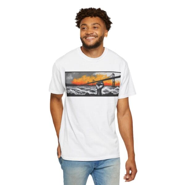 Empowerment Garment-Dyed Unisex T-Shirt - Bold Fist Design Defiant in the Storm, Rising in Strength - Image 7
