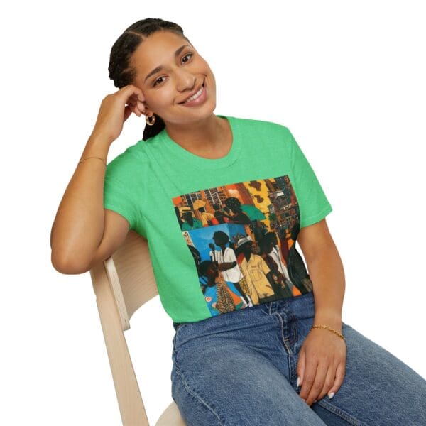 Cultural Vibes Unisex Softstyle T-Shirt - Art Inspired Design The Pulse of the City, The Strength of the Diaspora - Image 62