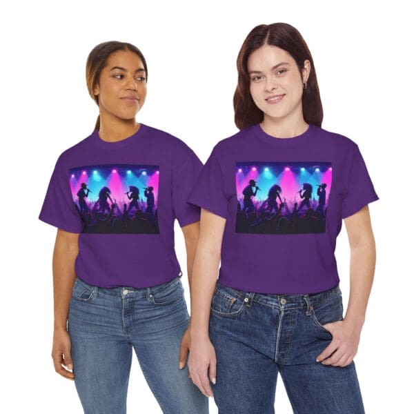 Unisex Heavy Cotton Tee - Vibrant Concert Silhouette Design - Image 108