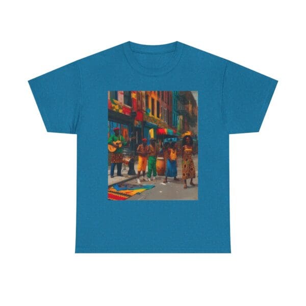 Vibrant Street Art Unisex Heavy Cotton Tee "Strings, Drums, and Stories in Motion. - Image 79
