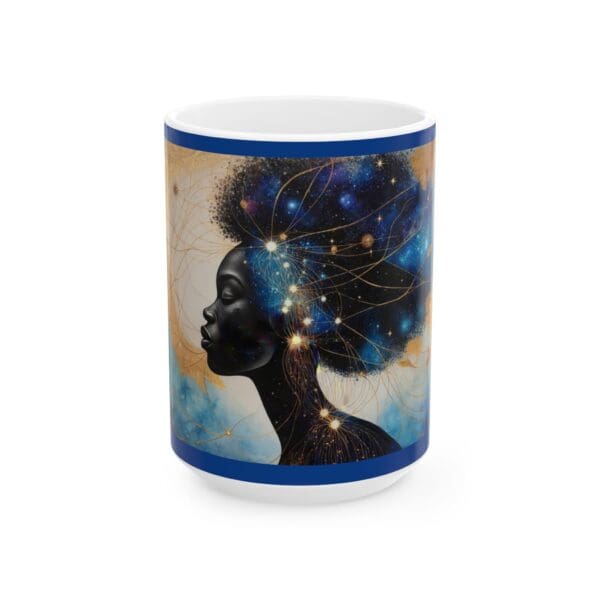 Cosmic Beauty Ceramic Mug - 11oz & 15oz | Inspirational Black Art Coffee Cup "Celestial Beauty. Timeless Power." - Image 11