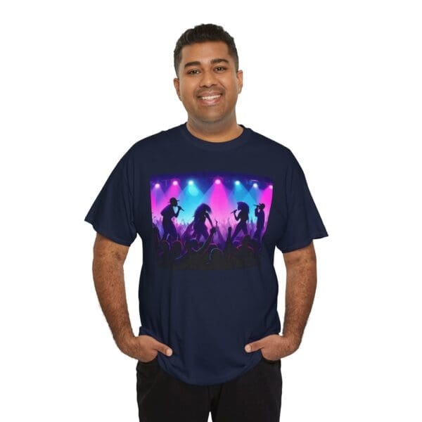 Unisex Heavy Cotton Tee - Vibrant Concert Silhouette Design - Image 97