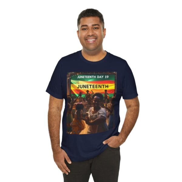 Juneteenth Celebration Tee, Unisex Jersey T-Shirt, Short Sleeve Graphic Tee, Black History Month Shirt, Family Reunion Apparel, Gift [...]"Juneteenth: Freedom Forever, Legacy Unbreakable." - Image 94