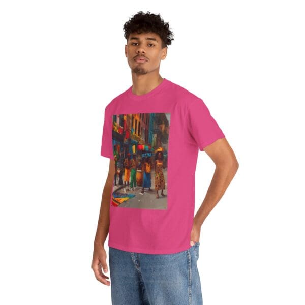Vibrant Street Art Unisex Heavy Cotton Tee "Strings, Drums, and Stories in Motion. - Image 104
