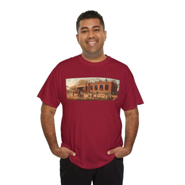 Artistic Unisex Heavy Cotton Tee - Vintage Scene Print "Where Walls Hold Wisdom and Dreams Take Flight." - Image 142