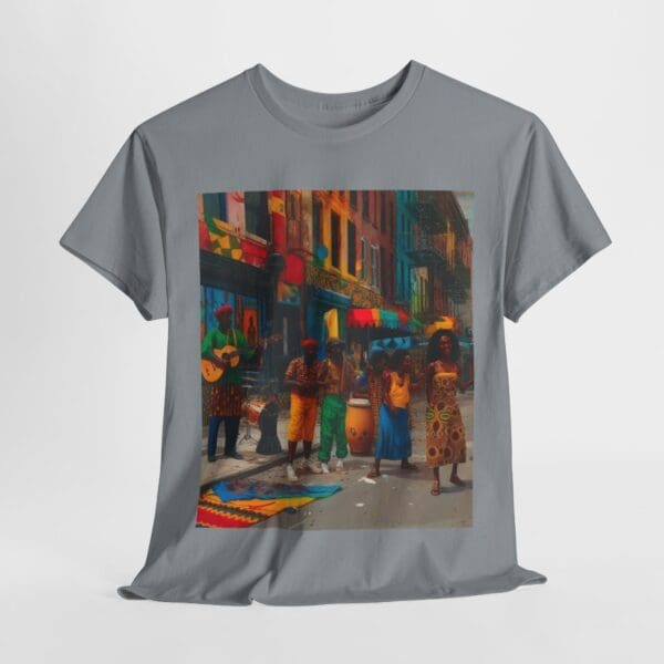 Vibrant Street Art Unisex Heavy Cotton Tee "Strings, Drums, and Stories in Motion. - Image 64