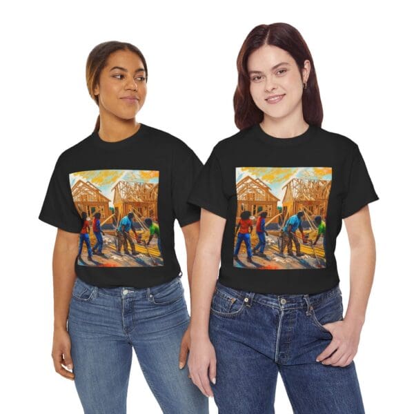 Inspirational Construction Worker Tee - Unisex Heavy Cotton Shirt Raising Walls, Uplifting Communities."  "Built by Us, Built for Us." - Image 20
