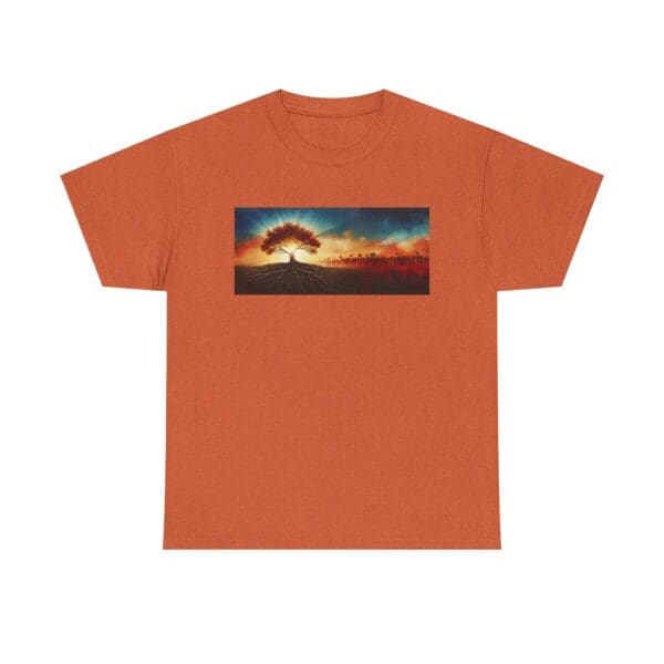 Nature-Inspired Unisex Heavy Cotton Tee with Tree Design "Guided by Resilience. United by Purpose."  "Where Roots R - Image 11