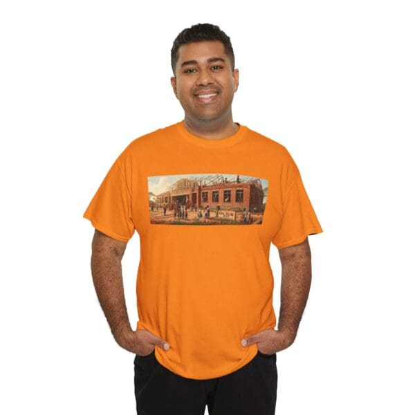 Artistic Unisex Heavy Cotton Tee - Vintage Scene Print "Where Walls Hold Wisdom and Dreams Take Flight." - Image 51