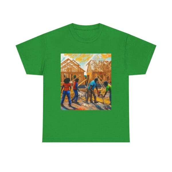 Inspirational Construction Worker Tee - Unisex Heavy Cotton Shirt Raising Walls, Uplifting Communities."  "Built by Us, Built for Us." - Image 75