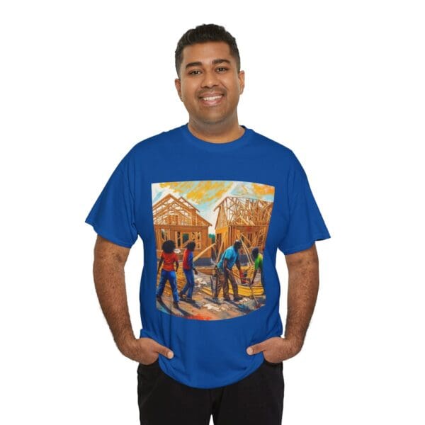 Inspirational Construction Worker Tee - Unisex Heavy Cotton Shirt Raising Walls, Uplifting Communities."  "Built by Us, Built for Us." - Image 106