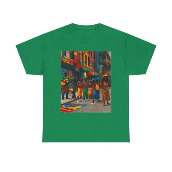 Vibrant Street Art Unisex Heavy Cotton Tee "Strings, Drums, and Stories in Motion. - Image 69