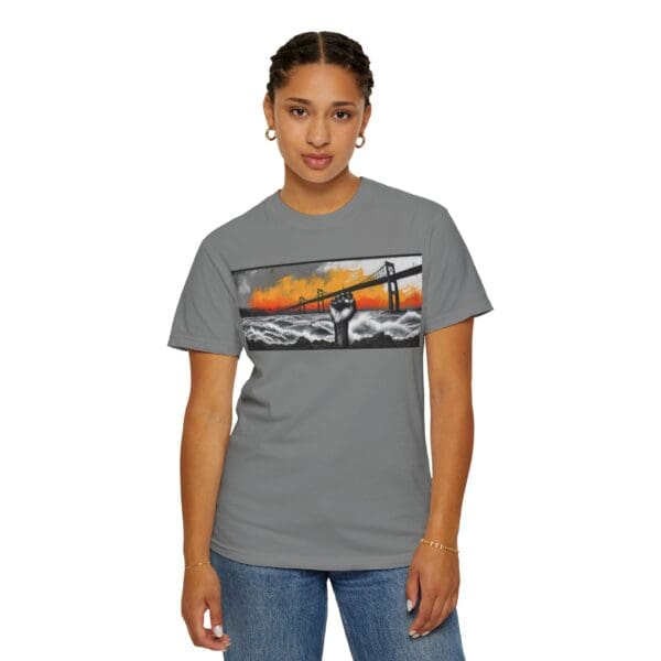 Empowerment Garment-Dyed Unisex T-Shirt - Bold Fist Design Defiant in the Storm, Rising in Strength - Image 61