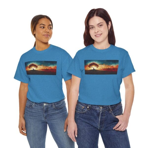 Nature-Inspired Unisex Heavy Cotton Tee with Tree Design "Guided by Resilience. United by Purpose."  "Where Roots R - Image 102