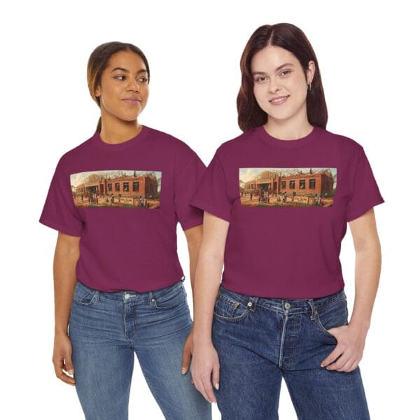 Artistic Unisex Heavy Cotton Tee - Vintage Scene Print "Where Walls Hold Wisdom and Dreams Take Flight." - Image 132