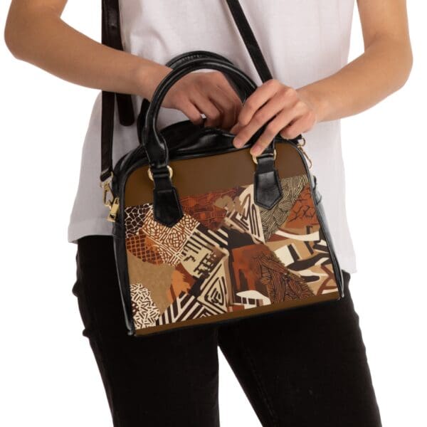 Trendy Geometric Shoulder Handbag - Chic Brown Pattern for Everyday Style - Image 4