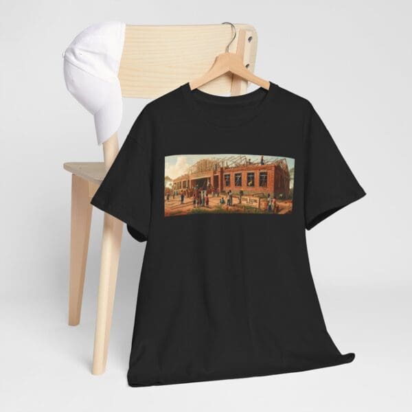 Artistic Unisex Heavy Cotton Tee - Vintage Scene Print "Where Walls Hold Wisdom and Dreams Take Flight." - Image 26