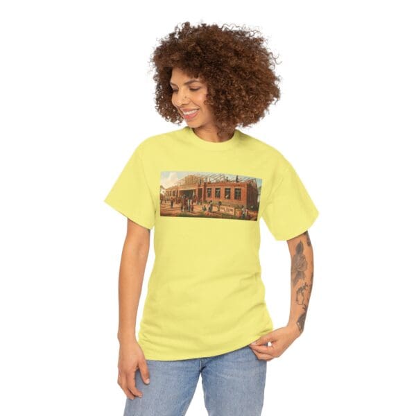 Artistic Unisex Heavy Cotton Tee - Vintage Scene Print "Where Walls Hold Wisdom and Dreams Take Flight." - Image 60
