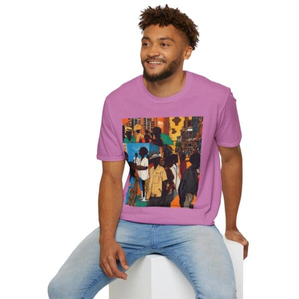 Cultural Vibes Unisex Softstyle T-Shirt - Art Inspired Design The Pulse of the City, The Strength of the Diaspora - Image 96