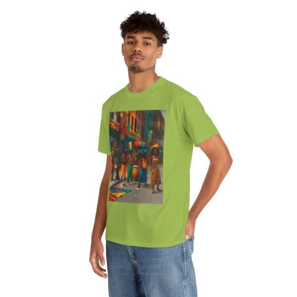 Vibrant Street Art Unisex Heavy Cotton Tee "Strings, Drums, and Stories in Motion. - Image 56