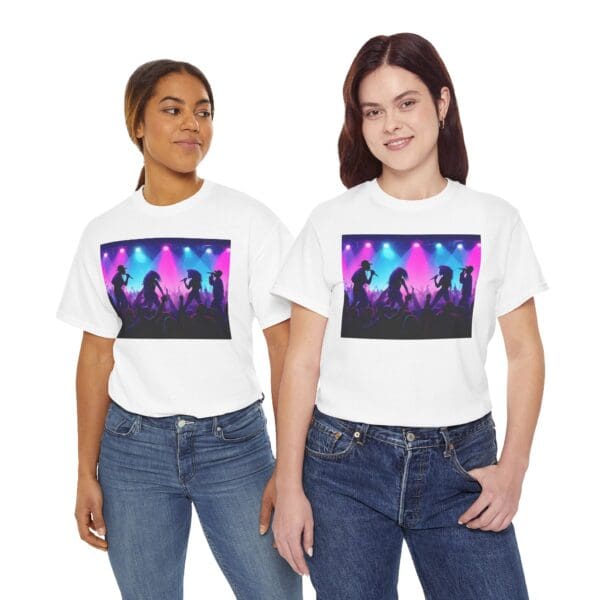 Unisex Heavy Cotton Tee - Vibrant Concert Silhouette Design "Blue & Pink Glow, Hip-Hop Takes Flight." - Image 7