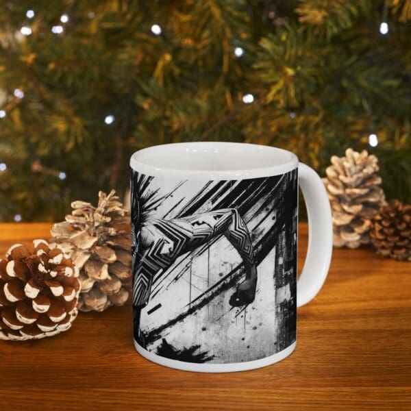 Urban Art Ceramic Mug - 11oz & 15oz - Bold Black and White Design crown of thorns design: - Image 10