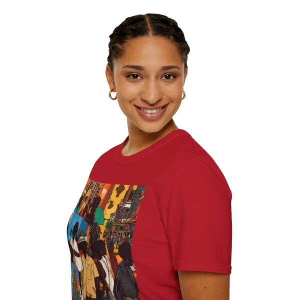Cultural Vibes Unisex Softstyle T-Shirt - Art Inspired Design The Pulse of the City, The Strength of the Diaspora - Image 109