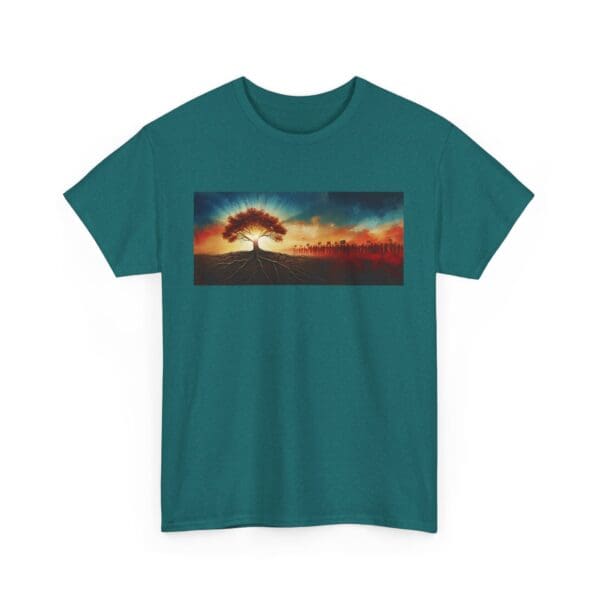 Nature-Inspired Unisex Heavy Cotton Tee with Tree Design "Guided by Resilience. United by Purpose."  "Where Roots R - Image 106
