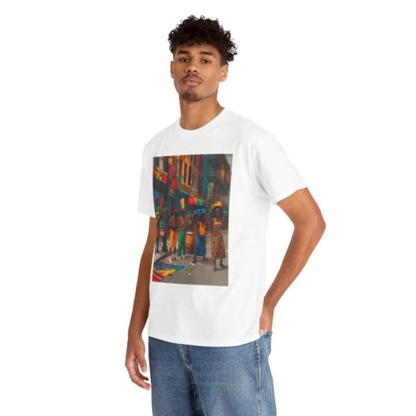 Vibrant Street Art Unisex Heavy Cotton Tee "Strings, Drums, and Stories in Motion. - Image 7