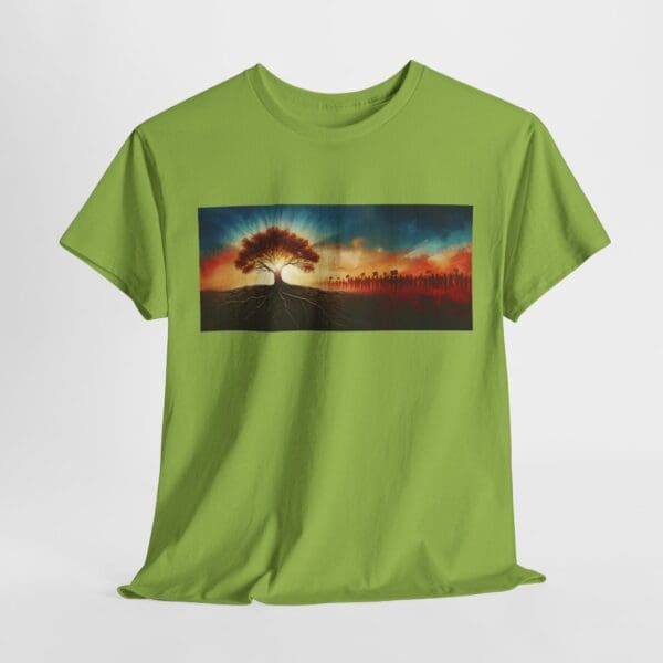 Nature-Inspired Unisex Heavy Cotton Tee with Tree Design "Guided by Resilience. United by Purpose."  "Where Roots R - Image 80