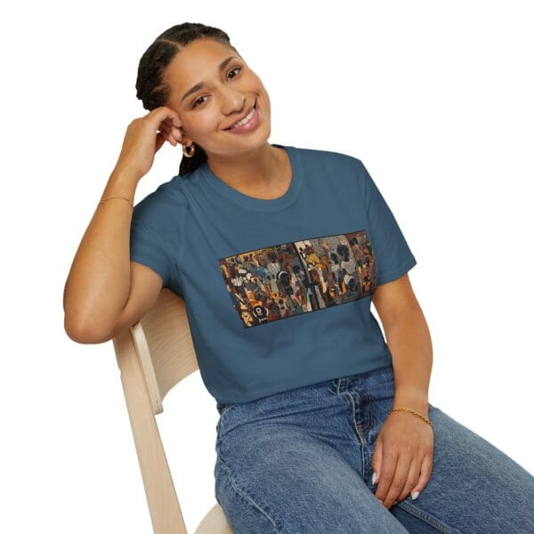 Artistic Unisex Softstyle T-Shirt - Vibrant Community Design "Wear the Movement. Live the Story." - Image 68