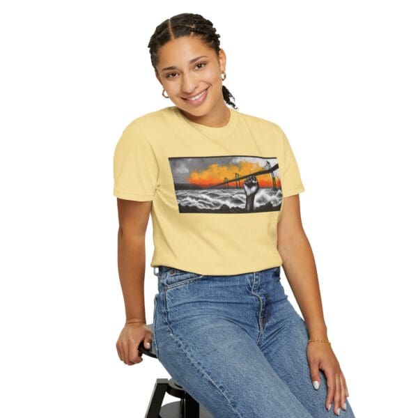 Empowerment Garment-Dyed Unisex T-Shirt - Bold Fist Design Defiant in the Storm, Rising in Strength - Image 54