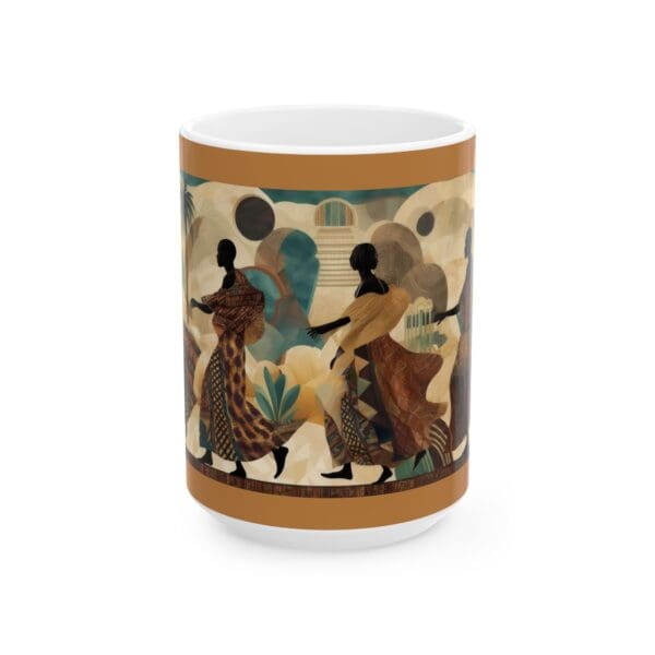 Cultural Elegance Ceramic Mug - Stylish 11oz & 15oz Coffee Cups Through the Sands of Time, We Journey On." with Artistic Design - Image 11