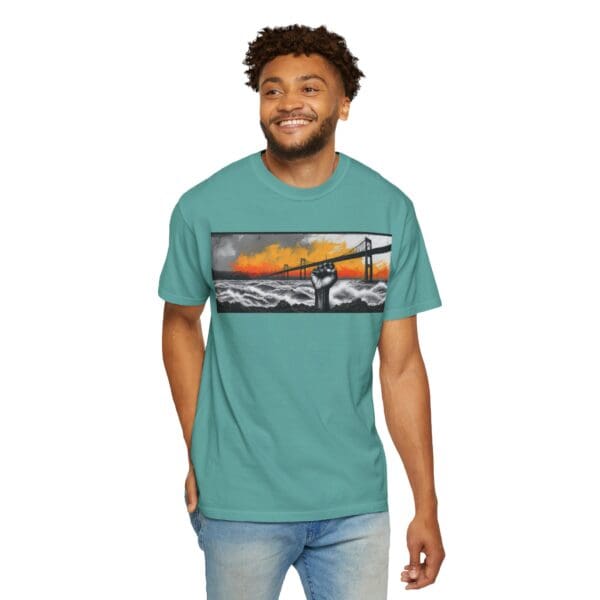 Empowerment Garment-Dyed Unisex T-Shirt - Bold Fist Design Defiant in the Storm, Rising in Strength - Image 97