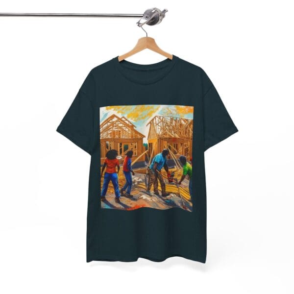 Inspirational Construction Worker Tee - Unisex Heavy Cotton Shirt Raising Walls, Uplifting Communities."  "Built by Us, Built for Us." - Image 91