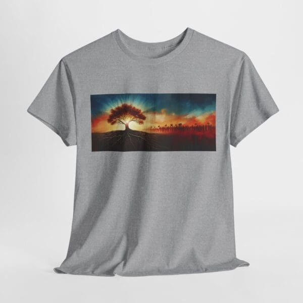 Nature-Inspired Unisex Heavy Cotton Tee with Tree Design "Guided by Resilience. United by Purpose."  "Where Roots R - Image 35