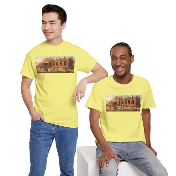 Artistic Unisex Heavy Cotton Tee - Vintage Scene Print "Where Walls Hold Wisdom and Dreams Take Flight." - Image 62