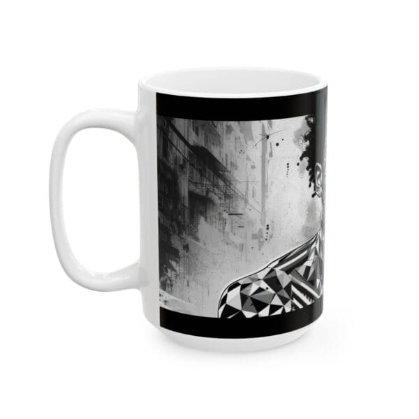 Black and White Art Ceramic Mug - 11oz & 15oz "Body as Canvas. Spirit as Fire." - Image 13