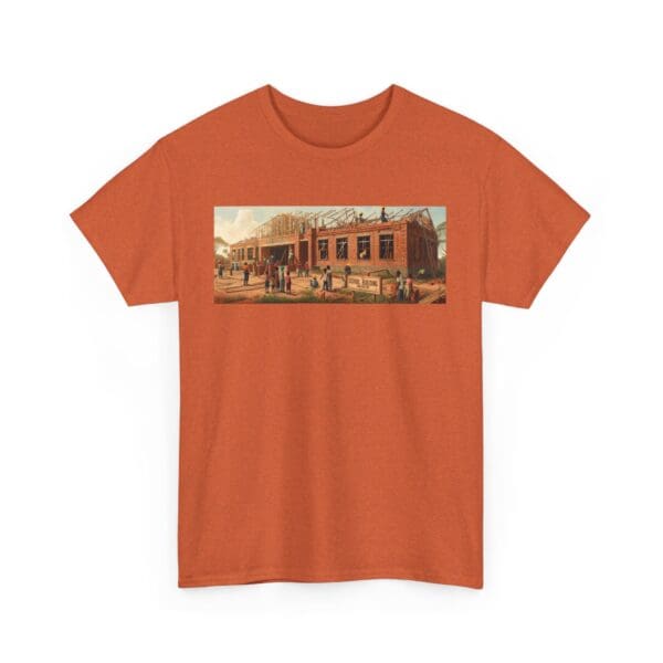 Artistic Unisex Heavy Cotton Tee - Vintage Scene Print "Where Walls Hold Wisdom and Dreams Take Flight." - Image 12