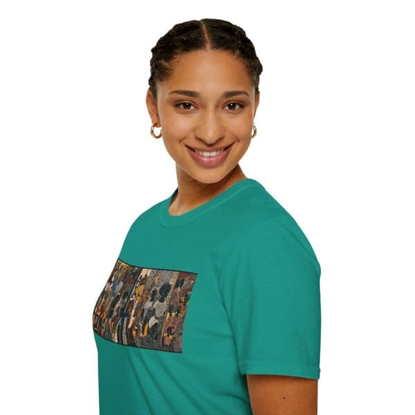 Artistic Unisex Softstyle T-Shirt - Vibrant Community Design "Wear the Movement. Live the Story." - Image 59