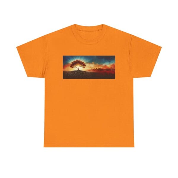 Nature-Inspired Unisex Heavy Cotton Tee with Tree Design "Guided by Resilience. United by Purpose."  "Where Roots R - Image 54