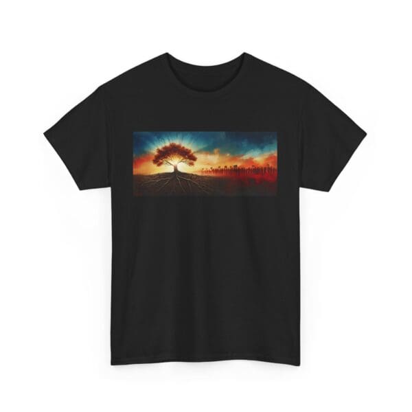 Nature-Inspired Unisex Heavy Cotton Tee with Tree Design "Guided by Resilience. United by Purpose."  "Where Roots R - Image 22