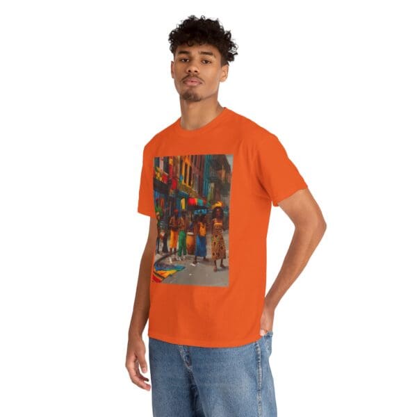 Vibrant Street Art Unisex Heavy Cotton Tee "Strings, Drums, and Stories in Motion. - Image 45