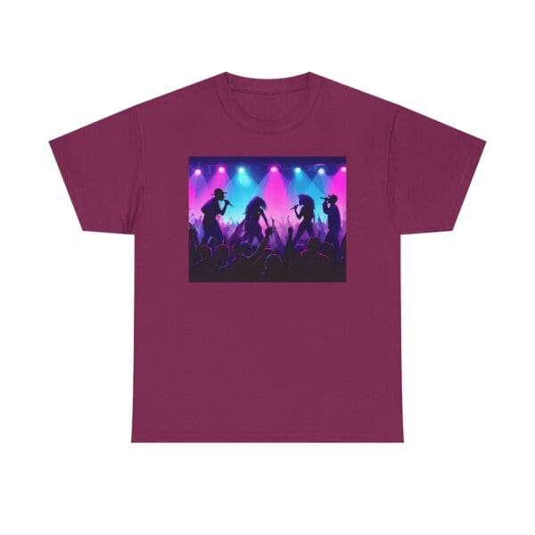 Unisex Heavy Cotton Tee - Vibrant Concert Silhouette Design "Blue & Pink Glow, Hip-Hop Takes Flight." - Image 88